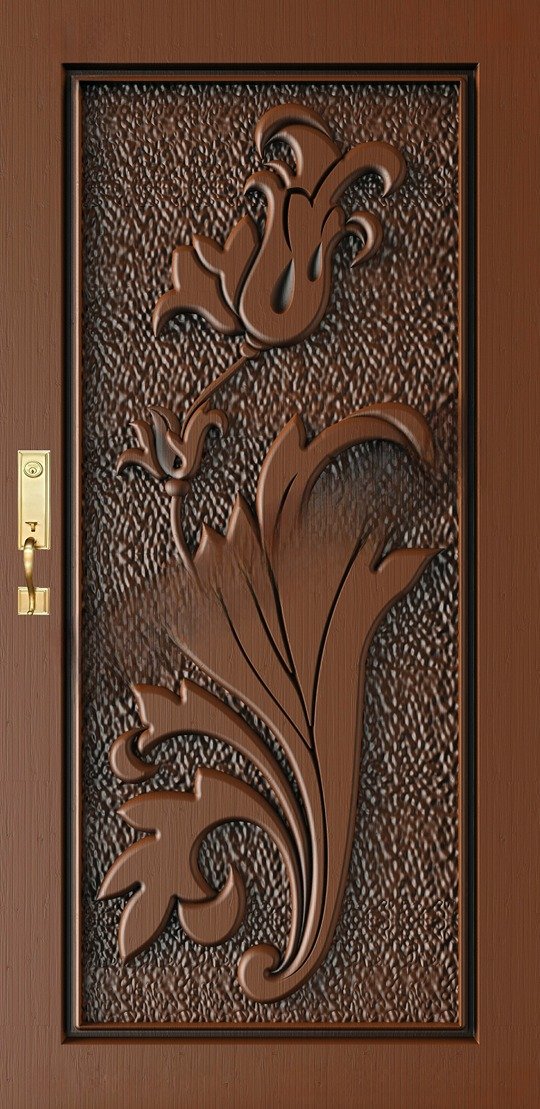 Doors - SKY-59 Elegant Floral Carved 3D Relief Wood Door Design